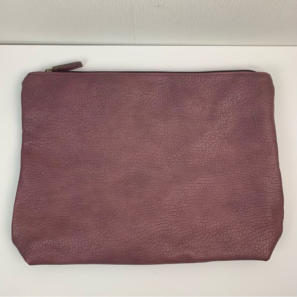 Free People Plum Large Zip Pouch Purse Bag Book Computer Tablet Makeup Case
